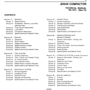 John Deere 646 Compactor Service Manual TM-1073