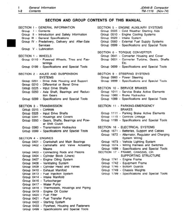 John Deere 646B Compactor Service Manual TM-1116