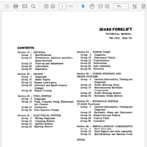 John Deere 480 Forklift Service Manual TM-1016