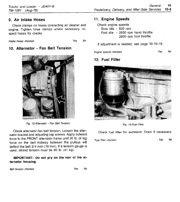 John Deere 401B Tractor and Loader Service Manual TM-1091