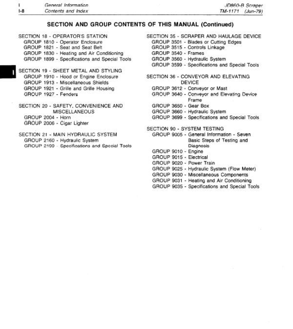 John Deere 860B Scraper Service Manual TM-1171