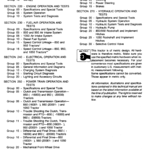 John Deere 850, 900HC, 950 and 1050 Tractors Service Manual TM-1192