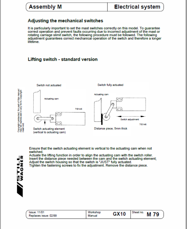 Still GX10 Order Picking Stacker Trucks Workshop Repair Manual