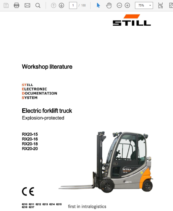 Still Electric Forklift RX20: RX20-14, RX20-15, RX-20-16, RX20-18, RX-20-20 Repair Manual