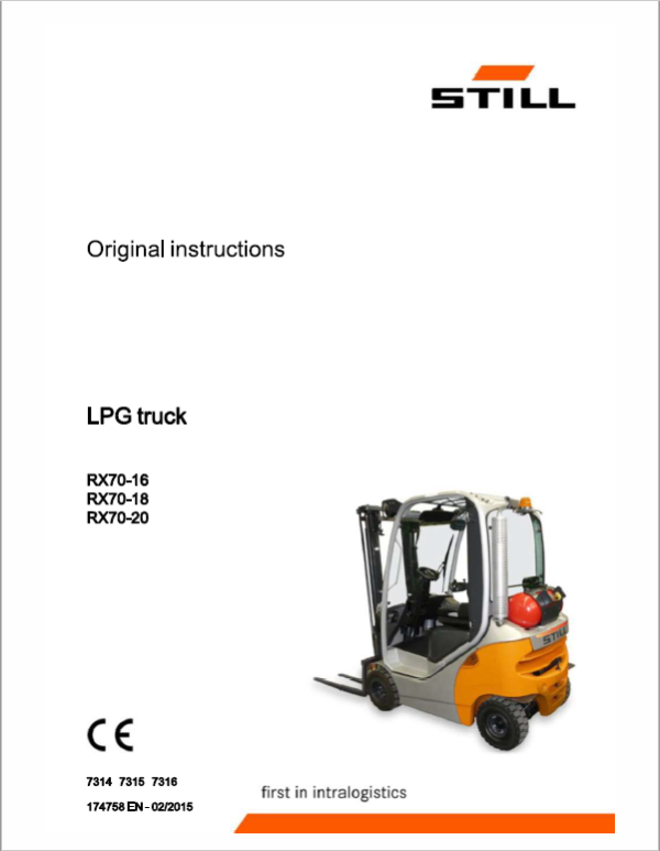 Still Electric Forklift Truck RX70: RX70-16, RX70-18, RX70-20 Repair Manual