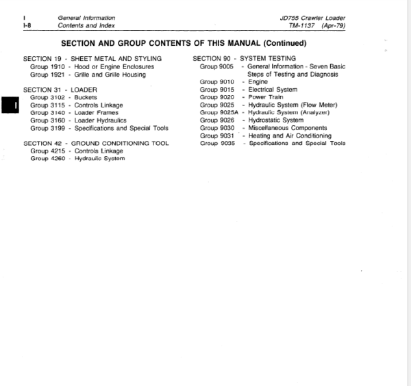 John Deere 755 Crawler Loader Service Manual TM-1137
