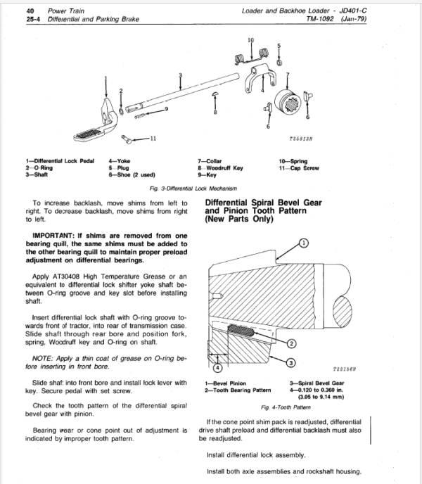 John Deere 401C Backhoe Loader Service Manual TM-1092
