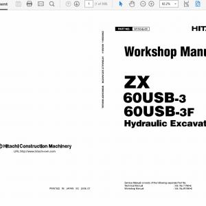 Hitachi Zx60usb-3 And Zx60usb-3f Excavator Service Manual