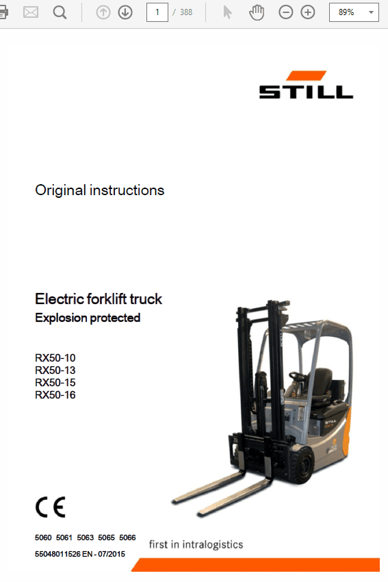 Still Electric Forklift Truck RX50: RX50-10, RX50-13, RX-50-15, RX50-16 Repair Manual