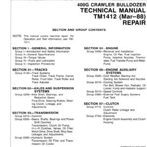 John Deere 400G Crawler Bulldozer Service Manual TM-1411