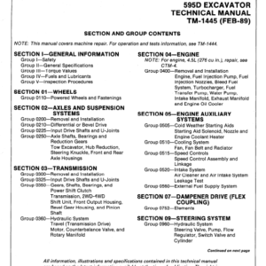 John Deere 595D Excavator Service Manual TM-1444 & TM-1445