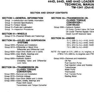 John Deere 444D, 544D and 644D Loader Service Manual TM-1341