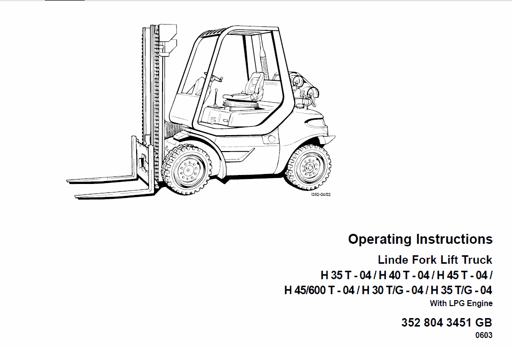 Linde Forklift Truck 352 Series H35, H40, H45 Repair Service Training Manual