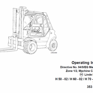 Linde Type 353 Forklift Truck: H50, H60, H70, H80 Repair Service Training Manual