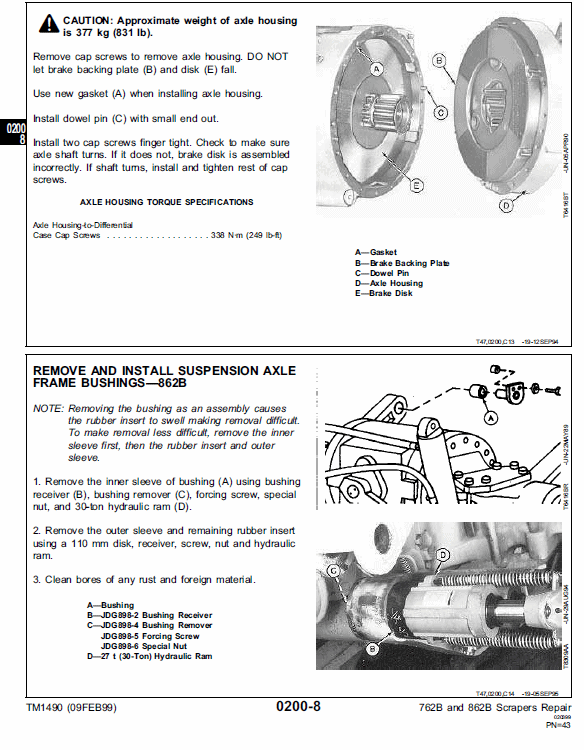 John Deere 762B, 862B Scraper Service Manual TM-1489 & TM-1490