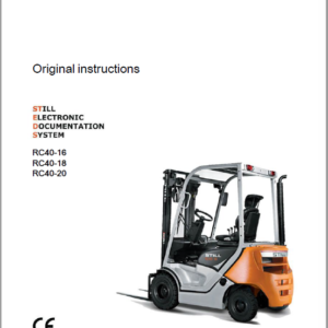 Still Diesel LPG Forklift Trucks RC40: RC40-16, RC40-18, RC40-20 Workshop Manual