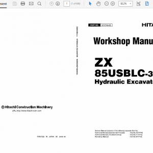 Hitachi Zx85usblc-3 Excavator Service Manual