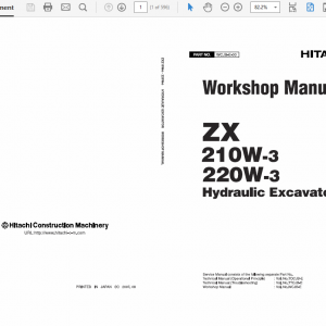 Hitachi Zaxis Zx210w-3 And Zx220w-3 Excavator Service Manual
