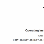 Linde Forklift Truck 352 Series H35, H40, H45 Repair Service Training Manual