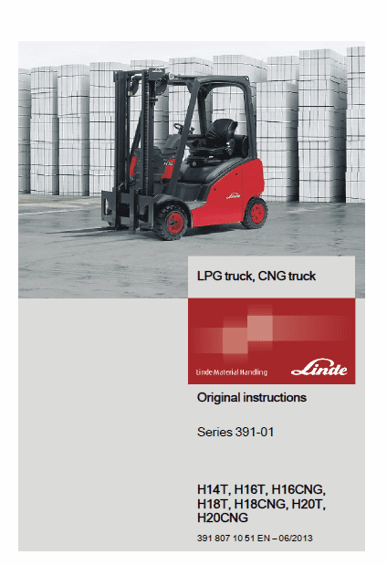 Linde 391 Forklift Truck : H14T, H16T, H18T, H20T Service Training Manual