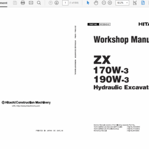 Hitachi ZX170W-3 and ZX190W-3 Excavator Service Manual