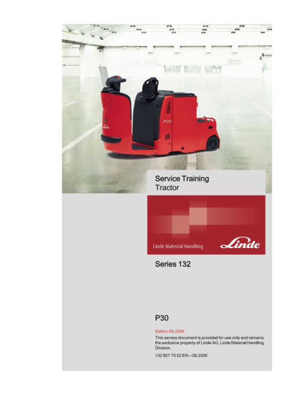 Linde P30 Tractor Type 132 Repair Service Manual