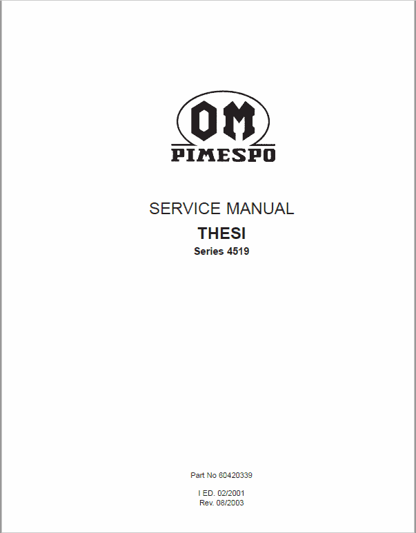 OM PIMESPO Thesi Series 4519 Reach Trucks Workshop Repair Manual