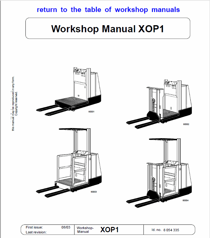 OM Pimespo XOP1 Ordre Picker Workshop Repair Manual