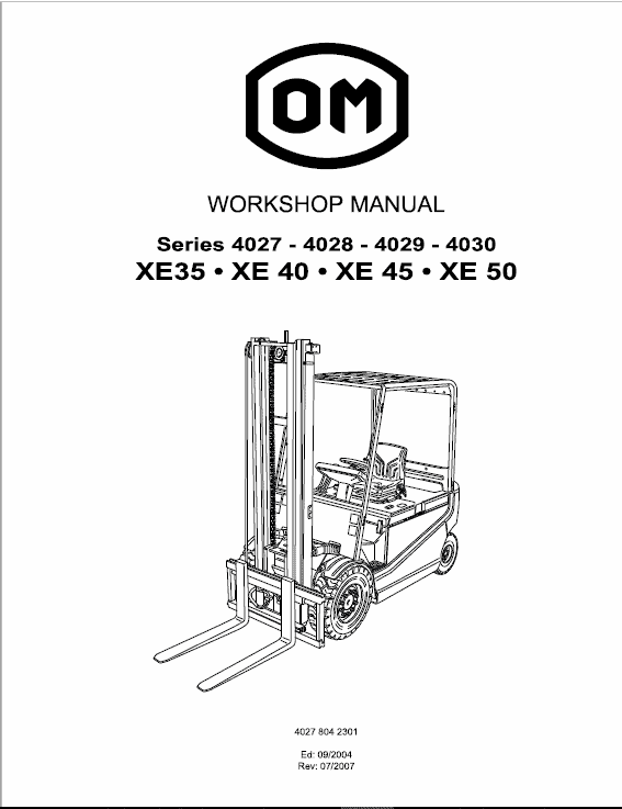 OM Pimespo XE35, XE40, XE45, XE50 Forklift Workshop Manual