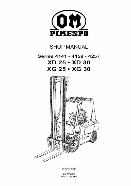 OM Pimespo XG25 and XG30 Forklift Repair Workshop Manual
