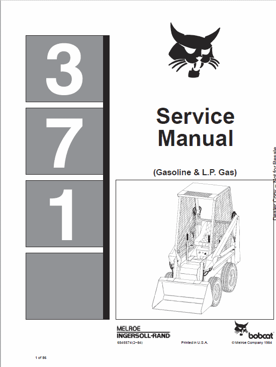 Bobcat 371 Skid-Steer Loader Service Manual