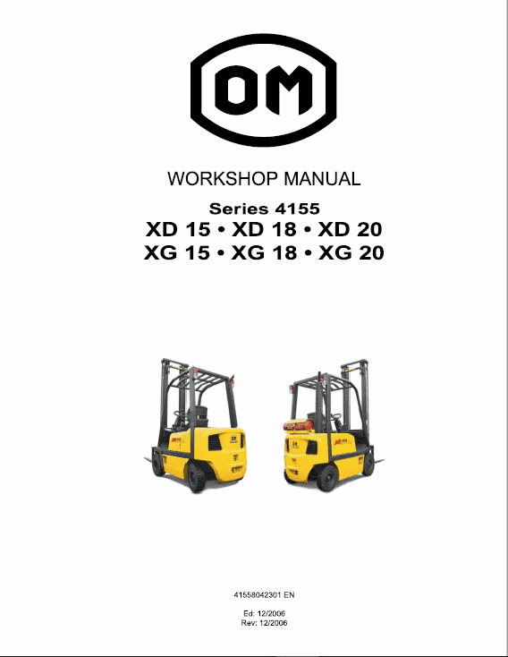 OM Pimespo XG15, XG18 and XG20 Forklift Repair Workshop Manual