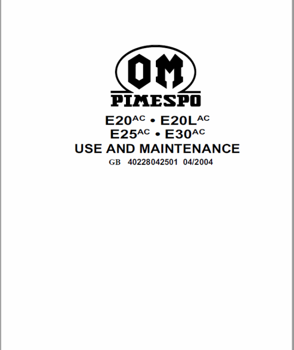OM Pimespo E20ac, E20Lac, E25ac, E30ac Series 4022 and 4023 Workshop Manual