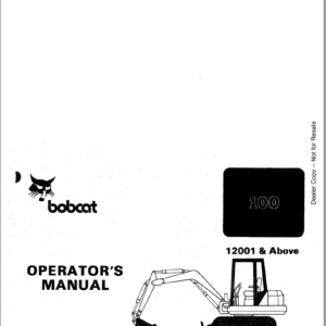 Bobcat X100 Excavator Service Manual