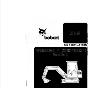 Bobcat X225 Excavator Service Manual