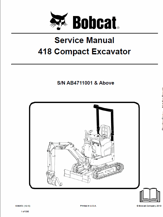 Bobcat 418 Compact Excavator Service Manual