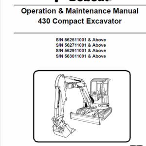 Bobcat 430 Compact Excavator Service Manual