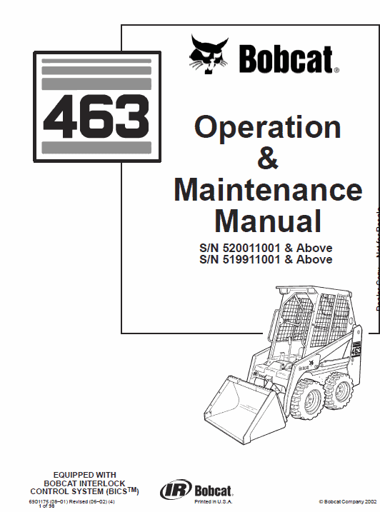Bobcat 463 Skid Steer Workshop Manual 