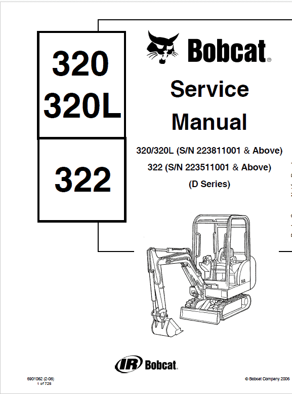 Bobcat 320, 320L and 322 Excavator Service Manual