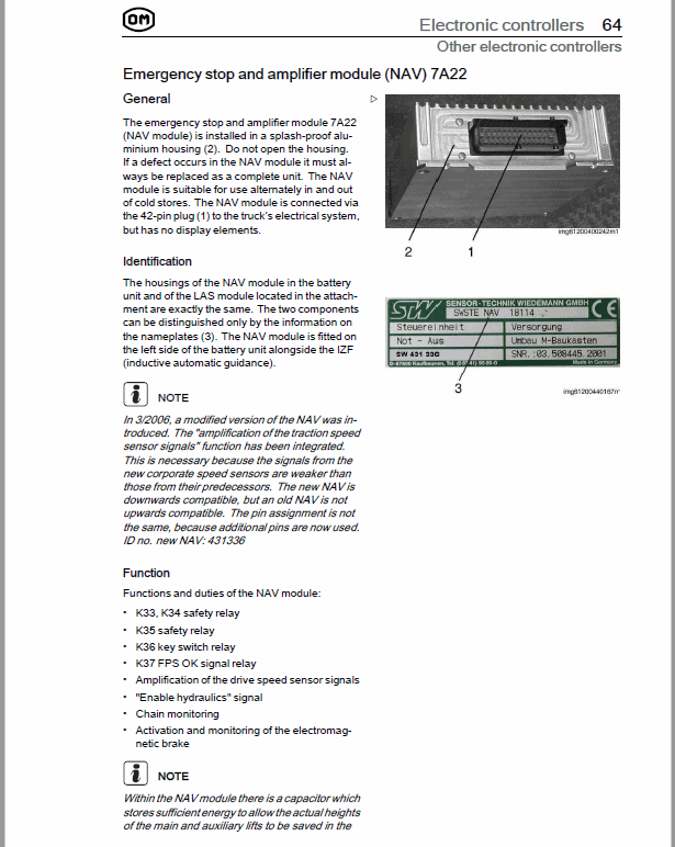OM Pimespo XNA ac – Generation 1.2 80v Side Loader Workshop Repair Manual