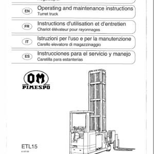 OM Pimespo ETL15 Forklift Workshop Manual