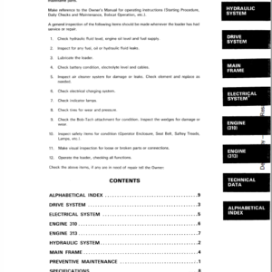 Bobcat 310 and 313 Skidsteer Loader Service Manual