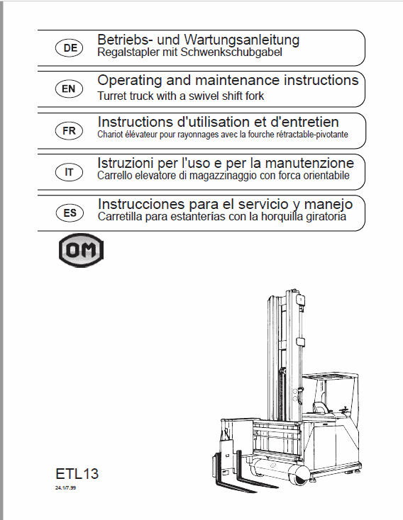 OM Pimespo ETL13 Forklift Workshop Manual