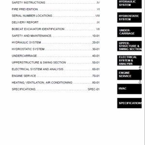 Bobcat 430 Compact Excavator Service Manual