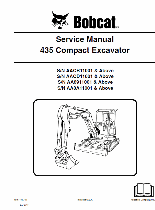 Bobcat 435 Compact Excavator Repair Service Manual