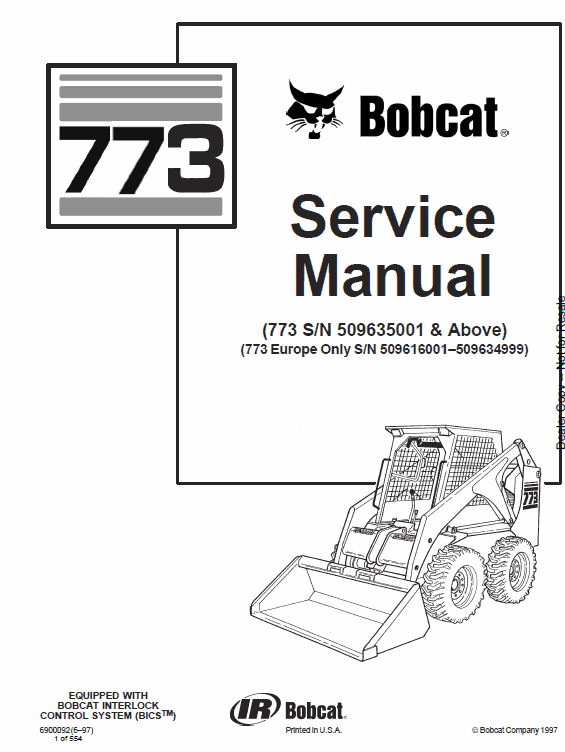 Bobcat 773 Skid-Steer Loader Service Manual