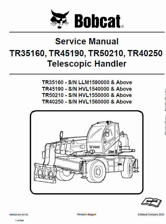 Bobcat TR35160, TR45190, TR50210, TR40250 Telescopic Service Manual