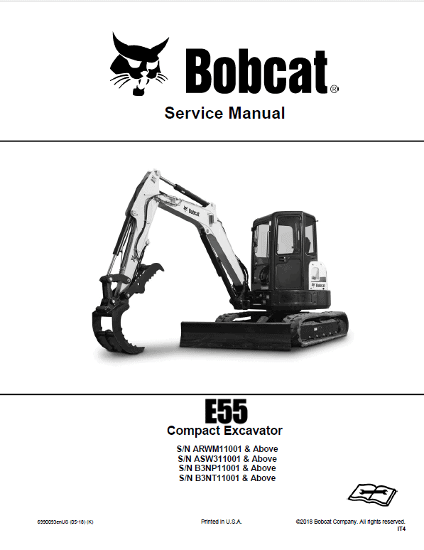 Bobcat E55 Compact Excavator Repair Service Manual