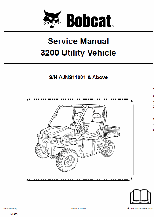 Bobcat 3200 Utility Vehicle Service Manual