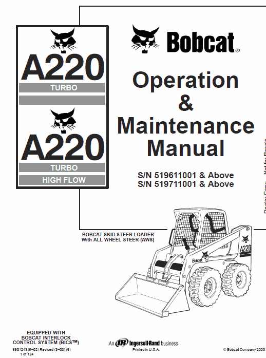 Bobcat A220 Skid-Steer Loader Service Manual